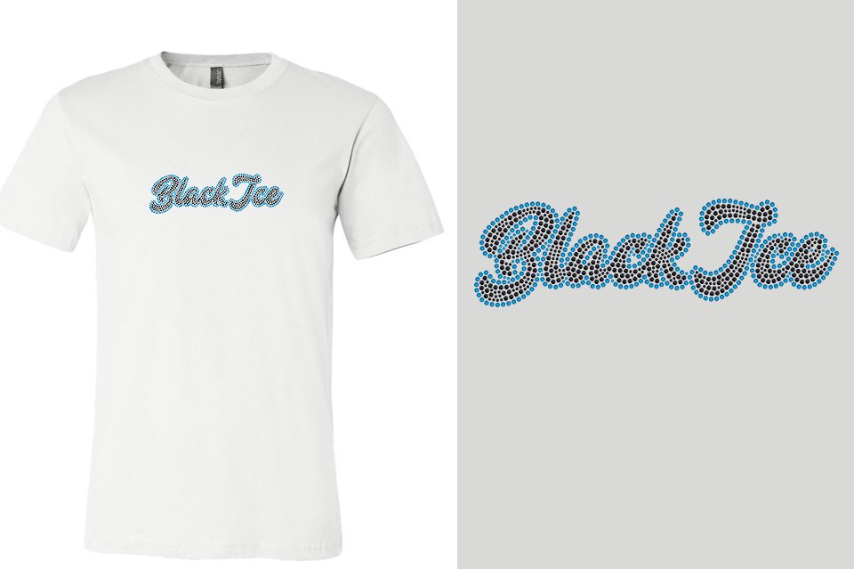 Rhinestones Fyre Black Ice 2-color stones Designer Unisex T-shirt