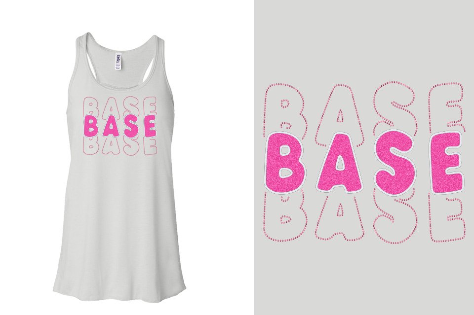 BASE 3-lines glitter rhinestones Youth Flowy Racerback Tank