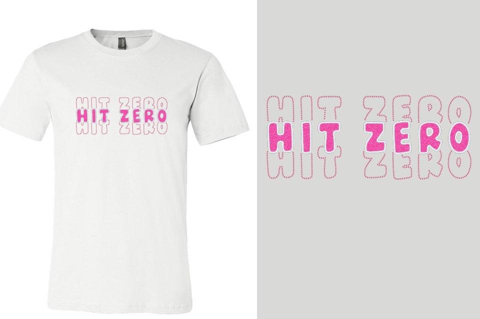 HIT ZERO 3 lines glitter rhinestones Unisex t-shirt