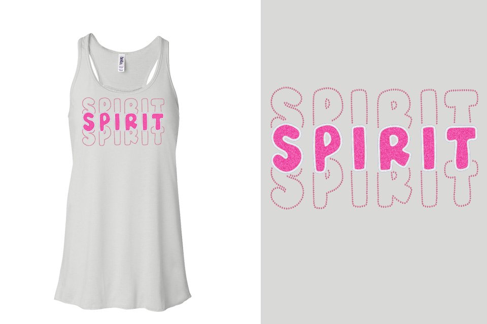 SPIRIT 3 lines glitter rhinestones Youth Flowy Racerback Tank