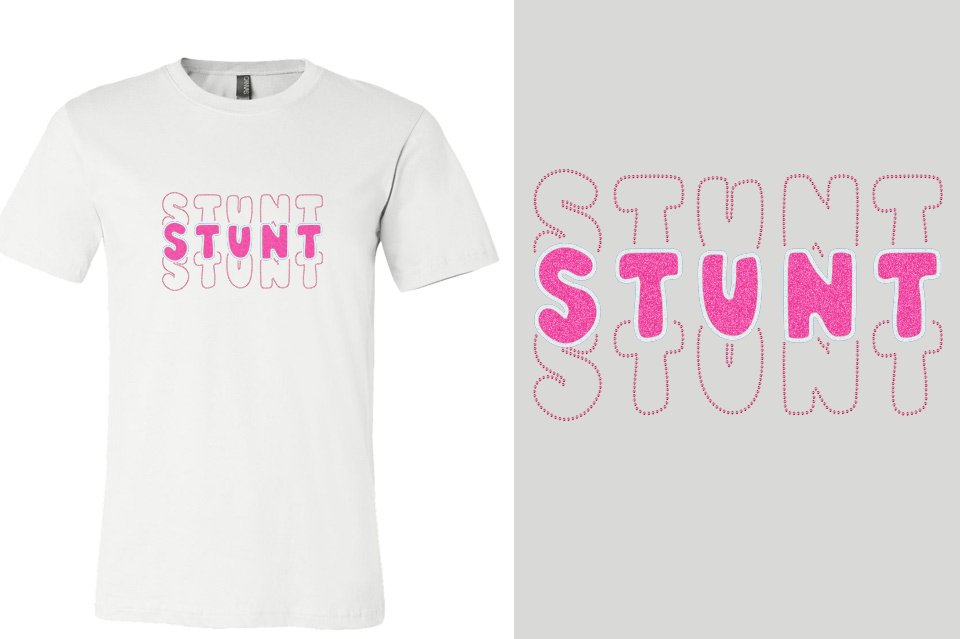 STUNT 3 lines glitter rhinestones Unisex t-shirt