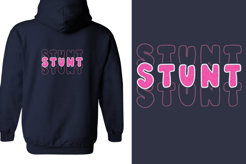 STUNT 3 lines glitter rhinestones Unisex Zip Hoodie