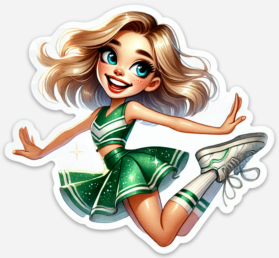 Cheerleader Green 4 Sticker