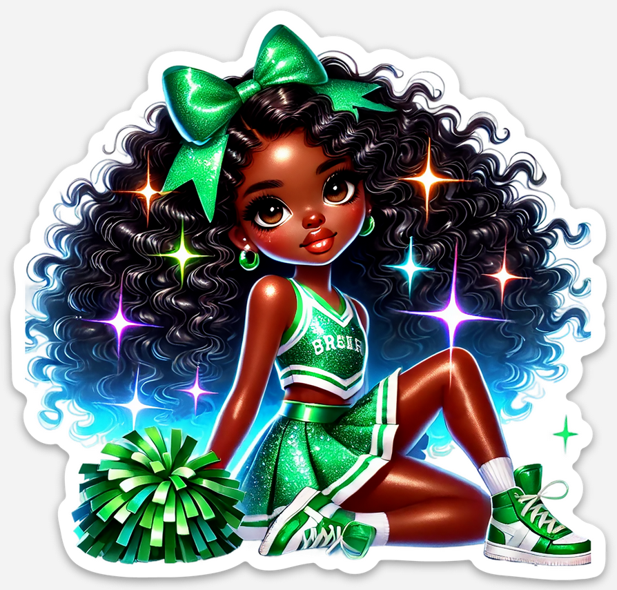 Cheerleader Green 6 Sticker