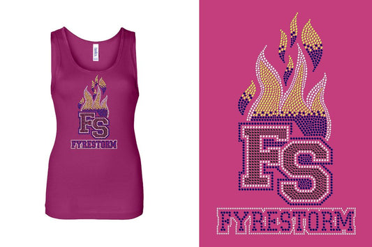Rhinestones FYRESTORM FS full logo stones Youth Tank