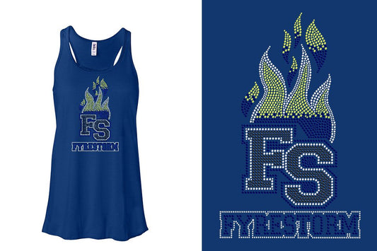 Rhinestones FYRESTORM FS full logo stones Youth Flowy Racerback Tank