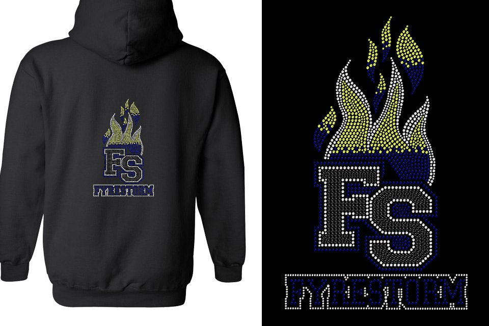 Rhinestones FYRESTORM FS full logo stones Unisex Zip Hoodie