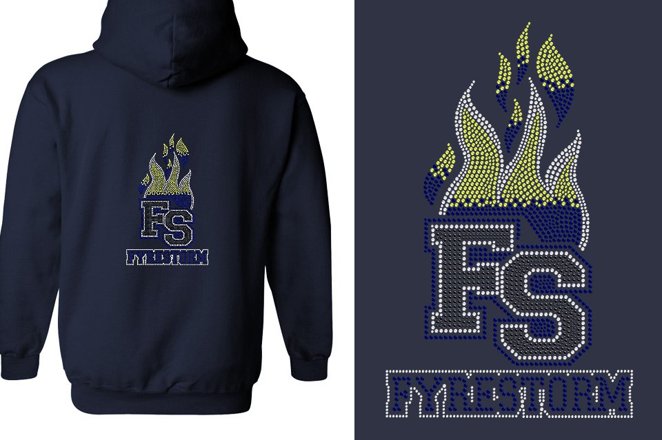 Rhinestones FYRESTORM FS full logo stones Unisex Zip Hoodie