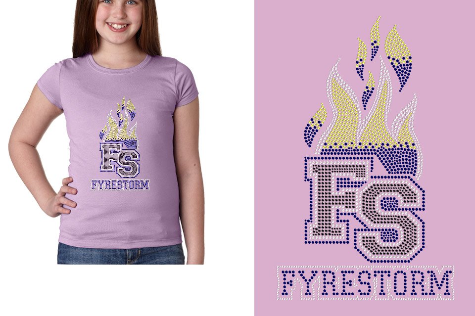 Rhinestones FYRESTORM FS full logo stones Youth Girls' Princess T-Shirt
