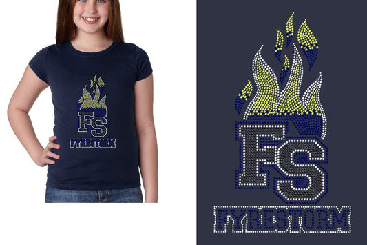 Rhinestones FYRESTORM FS full logo stones Youth Girls' Princess T-Shirt