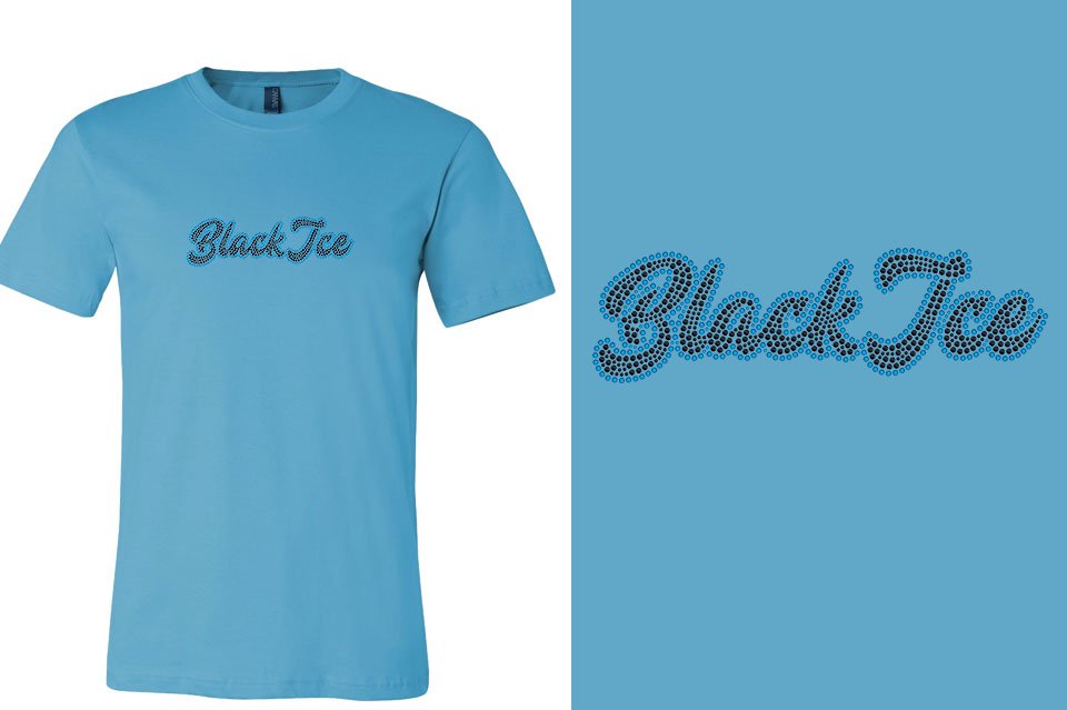 Rhinestones Fyre Black Ice 2-color stones Designer Unisex T-shirt