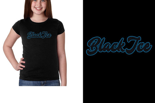 Rhinestones Fyre Black Ice 2-color stones Designer Youth Girls' Princess T-Shirt