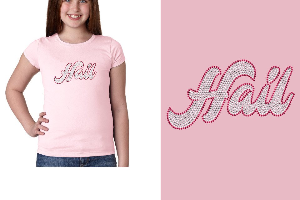 Rhinestones Fyre Hail 2-color stones Youth Girls' Princess T-Shirt
