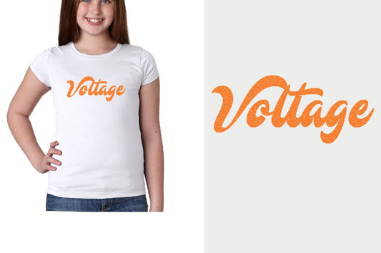 Fyre Voltage 1-color Fluorescent Orange glitter Youth Girls' Princess T-Shirt