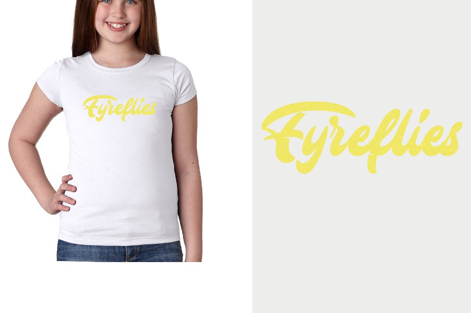 Fyre Fyreflies 1-color Fluorescent Yellow glitter Youth Girls' Princess T-Shirt