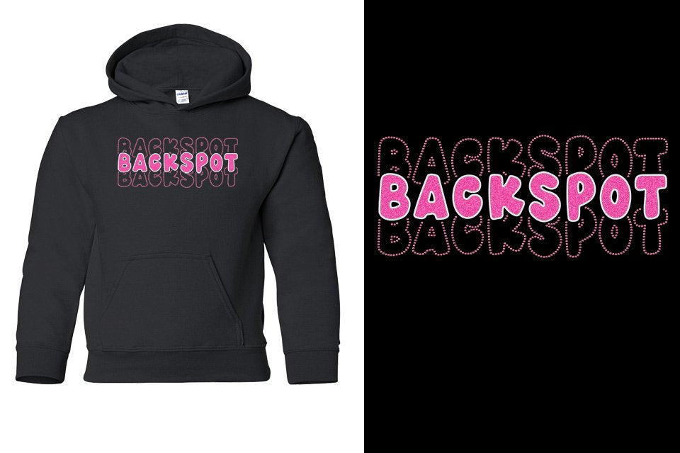 BACKSPOT 3-lines glitter rhinestones Youth Pullover Hoodie