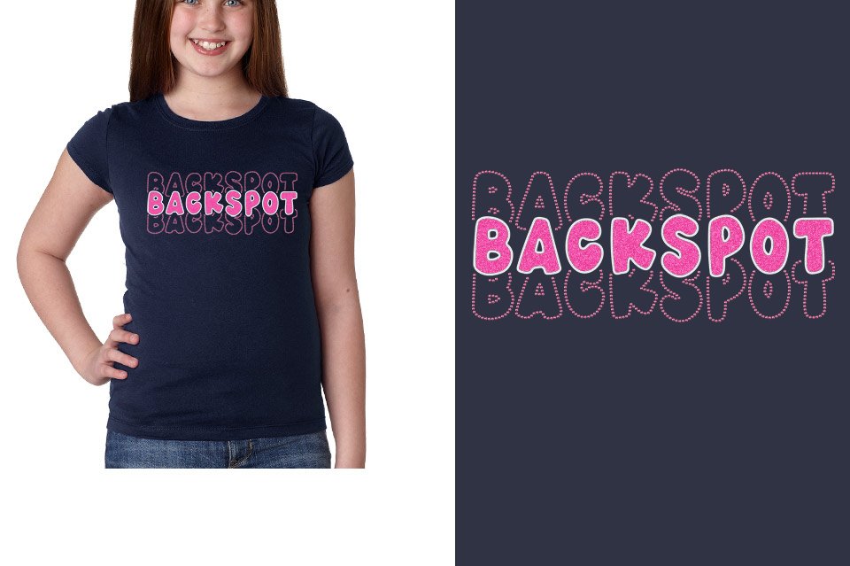 BACKSPOT 3-lines glitter rhinestones Girls' Princess T-Shirt
