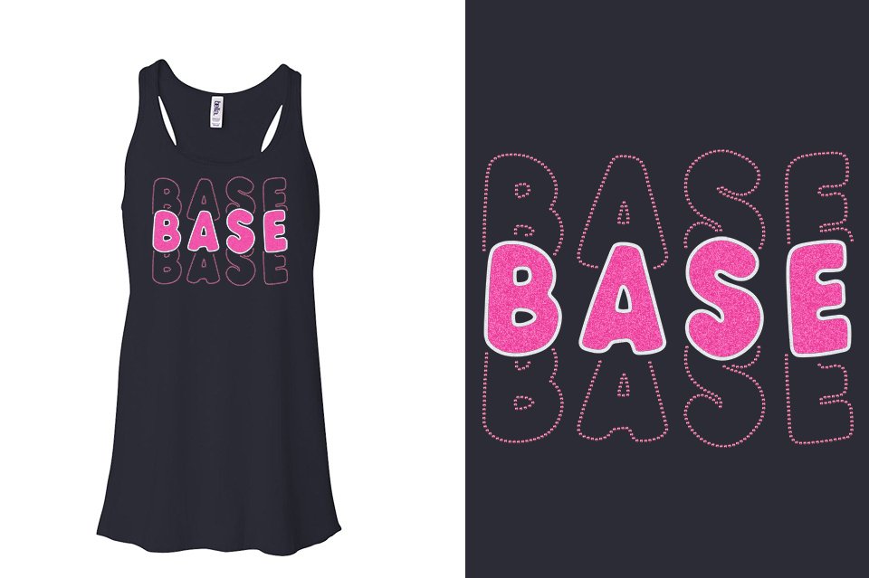 BASE 3-lines glitter rhinestones Youth Flowy Racerback Tank