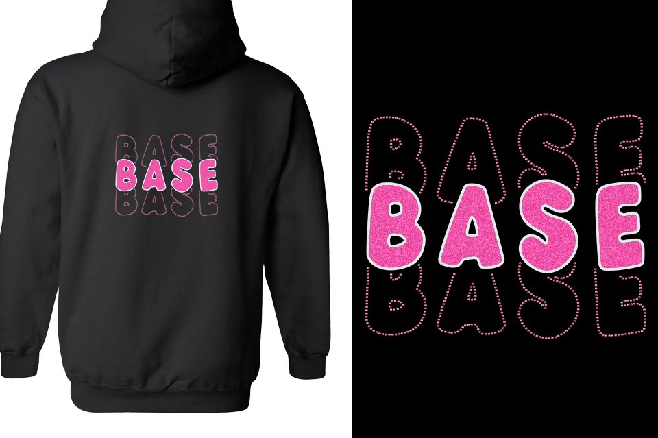 BASE 3-lines glitter rhinestones Unisex Zip Hoodie