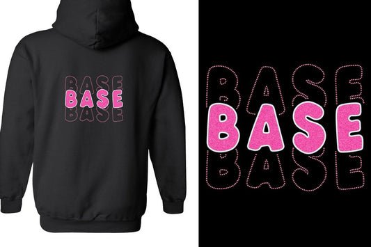 BASE 3-lines glitter rhinestones Unisex Zip Hoodie