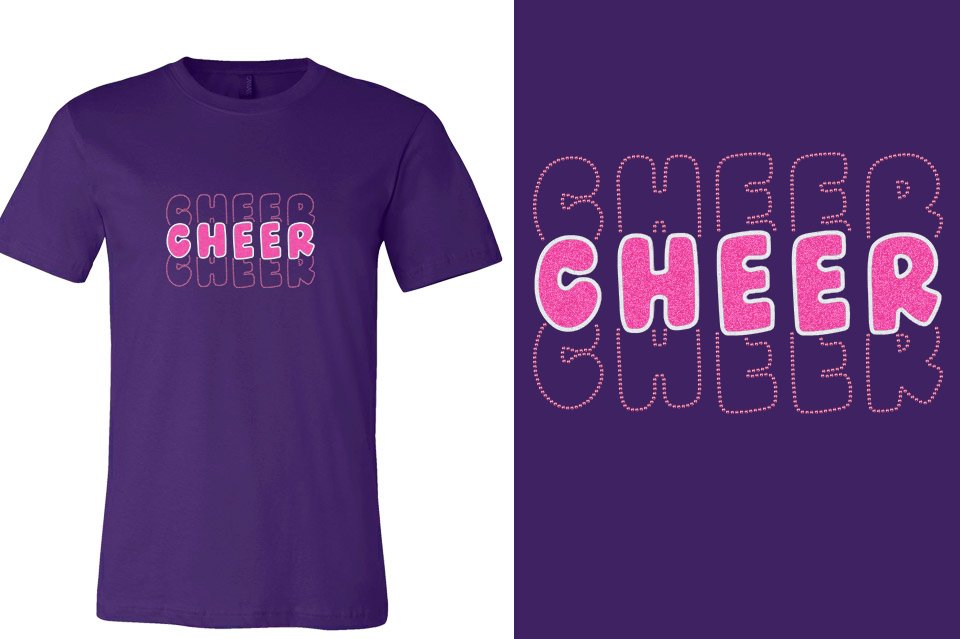 CHEER 3 lines glitter rhinestones Unisex t-shirt