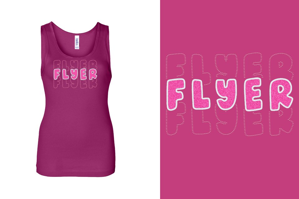 FLYER 3 lines glitter rhinestones Youth Tank