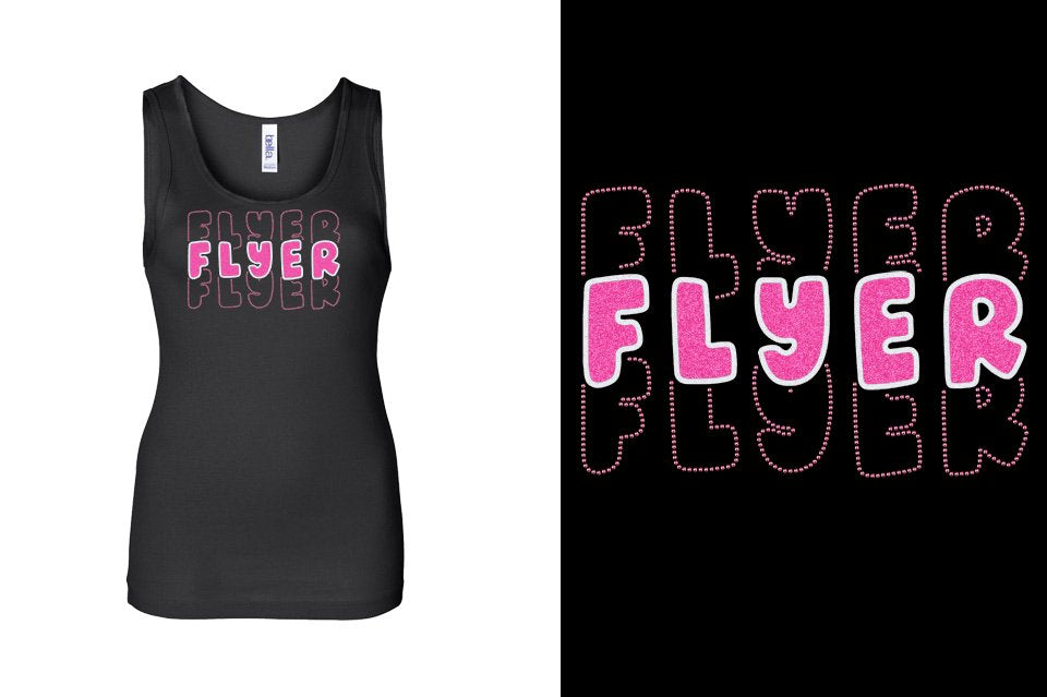 FLYER 3 lines glitter rhinestones Youth Tank