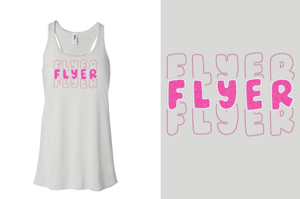 FLYER 3 lines glitter rhinestones Youth Flowy Racerback Tank