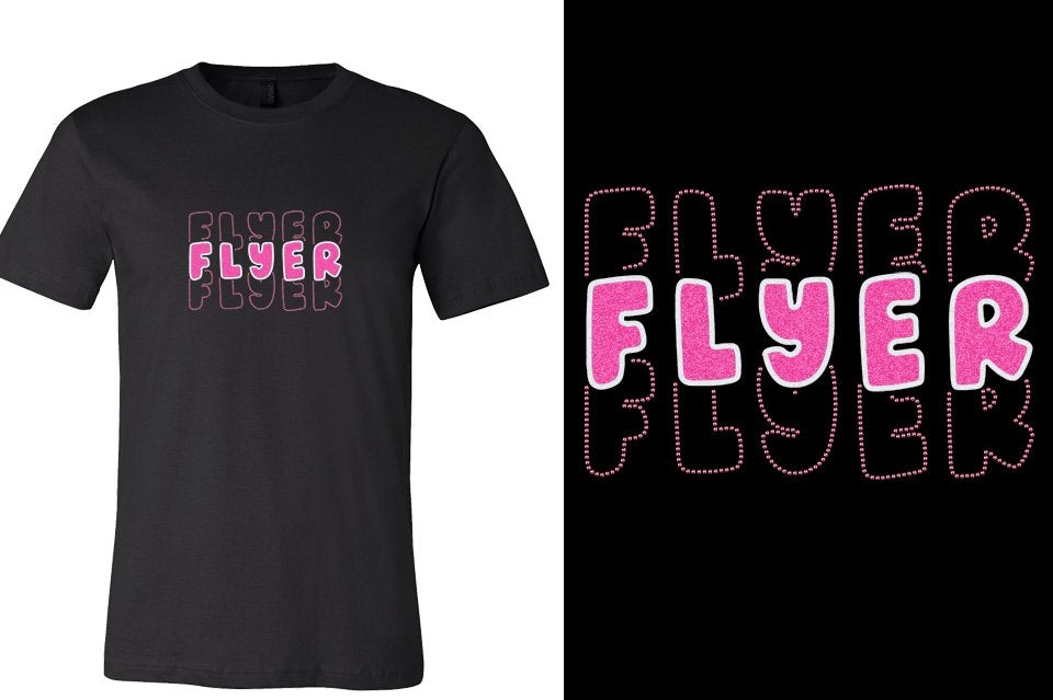 FLYER 3 lines glitter rhinestones Unisex t-shirt
