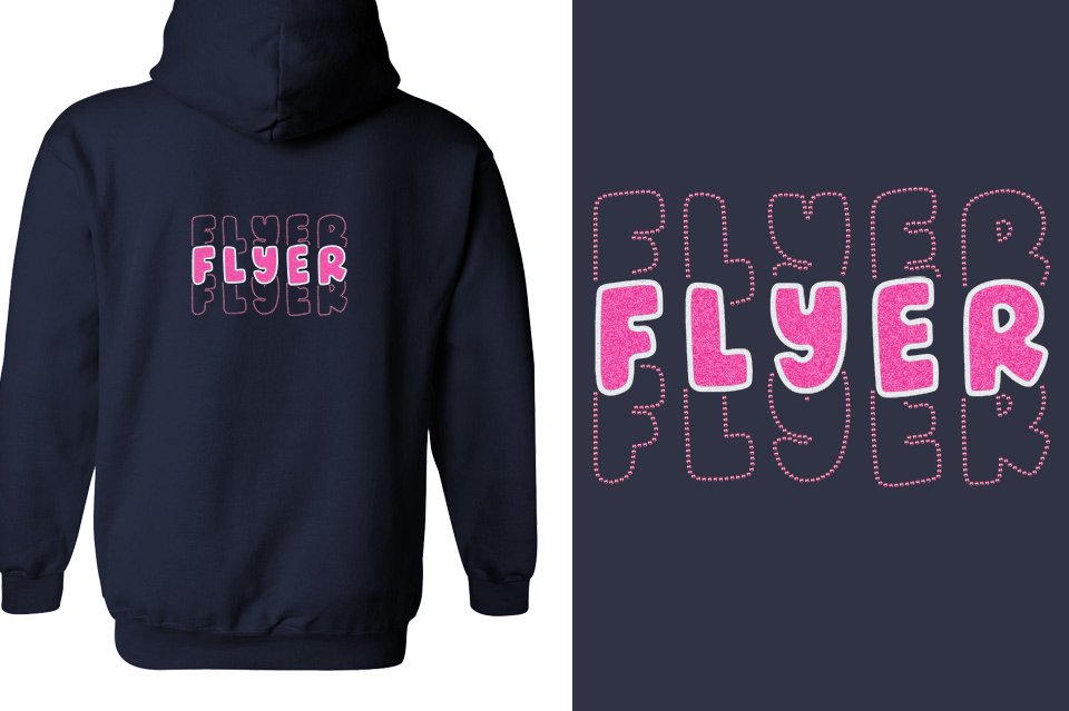 FLYER 3 lines glitter rhinestones Unisex Zip Hoodie