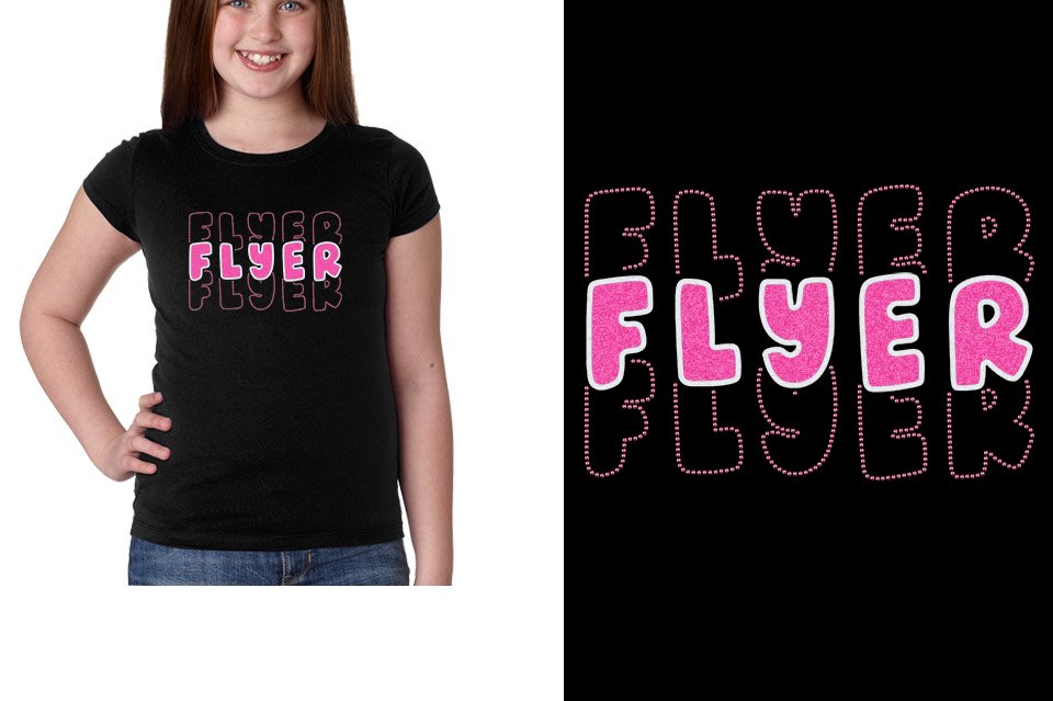 FLYER 3 lines glitter rhinestones Girls' Princess T-Shirt