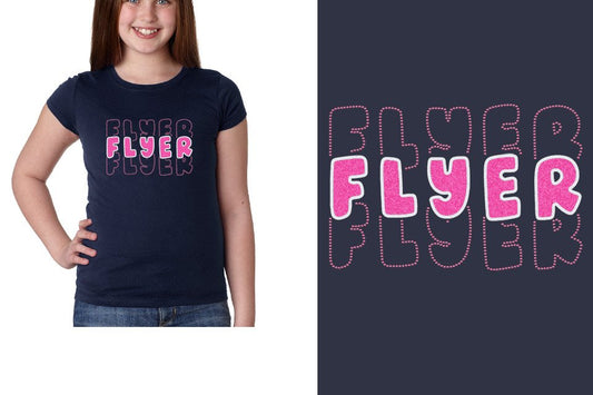 FLYER 3 lines glitter rhinestones Girls' Princess T-Shirt