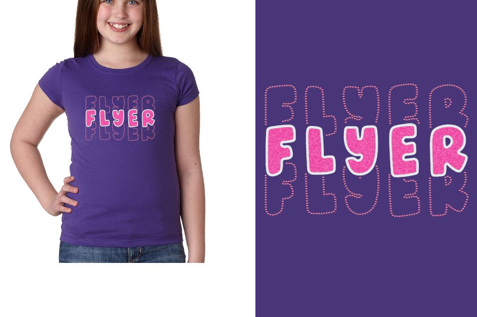 FLYER 3 lines glitter rhinestones Girls' Princess T-Shirt