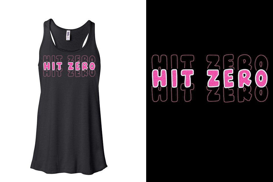 HIT ZERO 3 lines glitter rhinestones Youth Flowy Racerback Tank