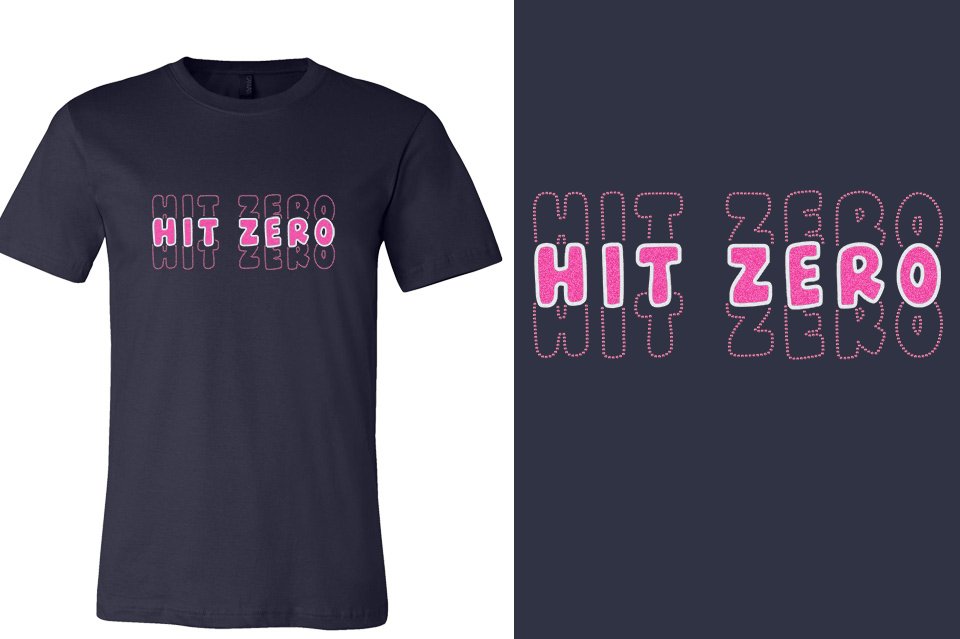 HIT ZERO 3 lines glitter rhinestones Unisex t-shirt