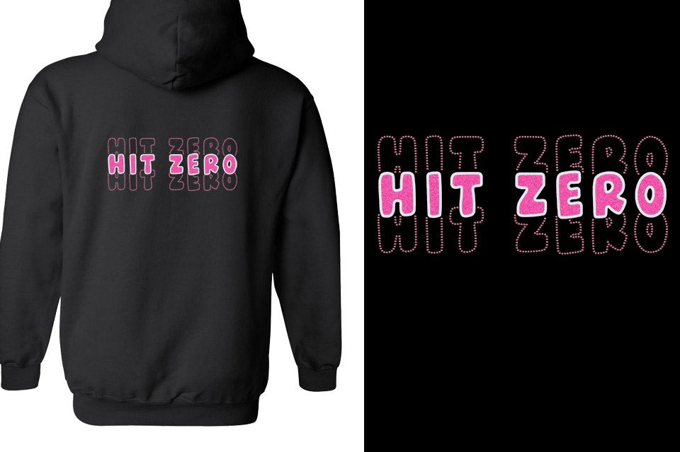 HIT ZERO 3 lines glitter rhinestones Unisex Zip Hoodie