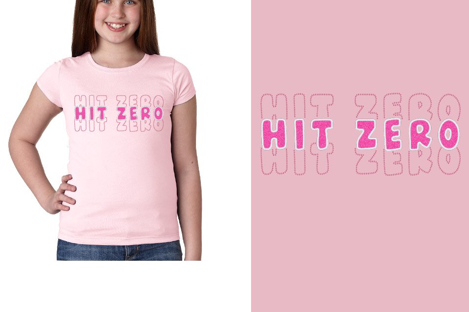 HIT ZERO 3 lines glitter rhinestones Girls' Princess T-Shirt