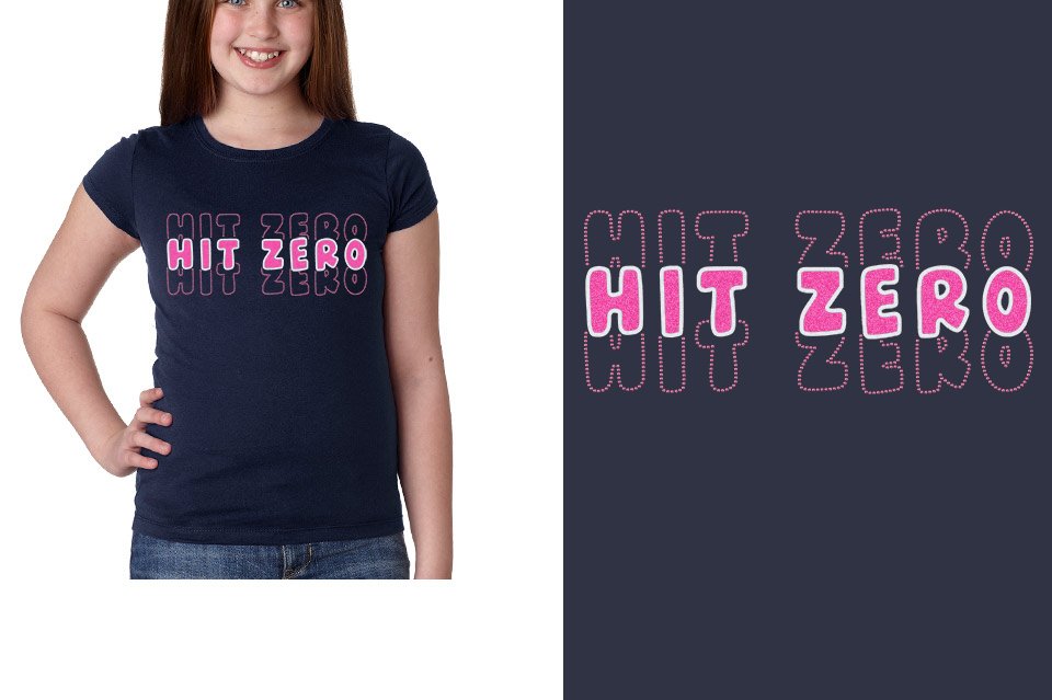 HIT ZERO 3 lines glitter rhinestones Girls' Princess T-Shirt