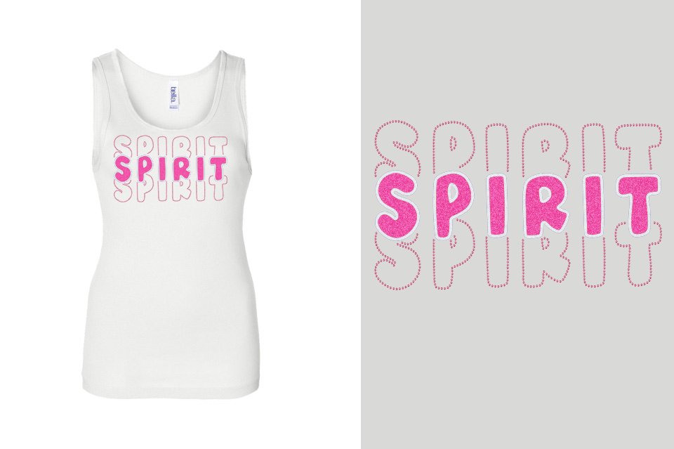 SPIRIT 3 lines glitter rhinestones Youth Tank