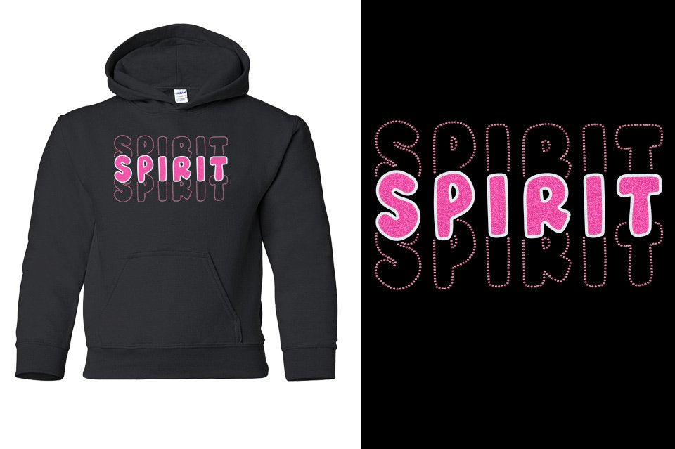 SPIRIT 3 lines glitter rhinestones Youth Pullover Hoodie