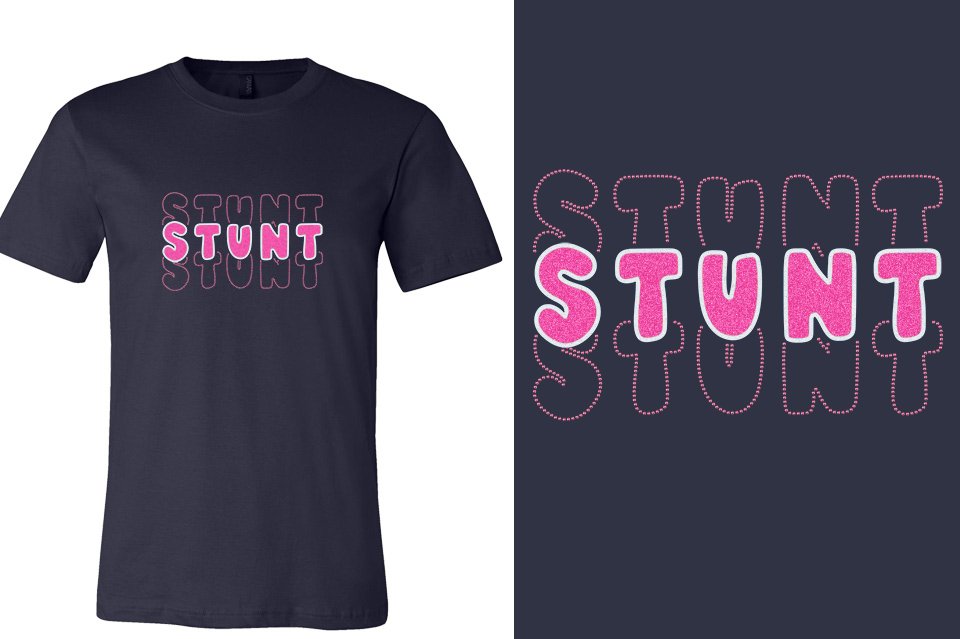 STUNT 3 lines glitter rhinestones Unisex t-shirt
