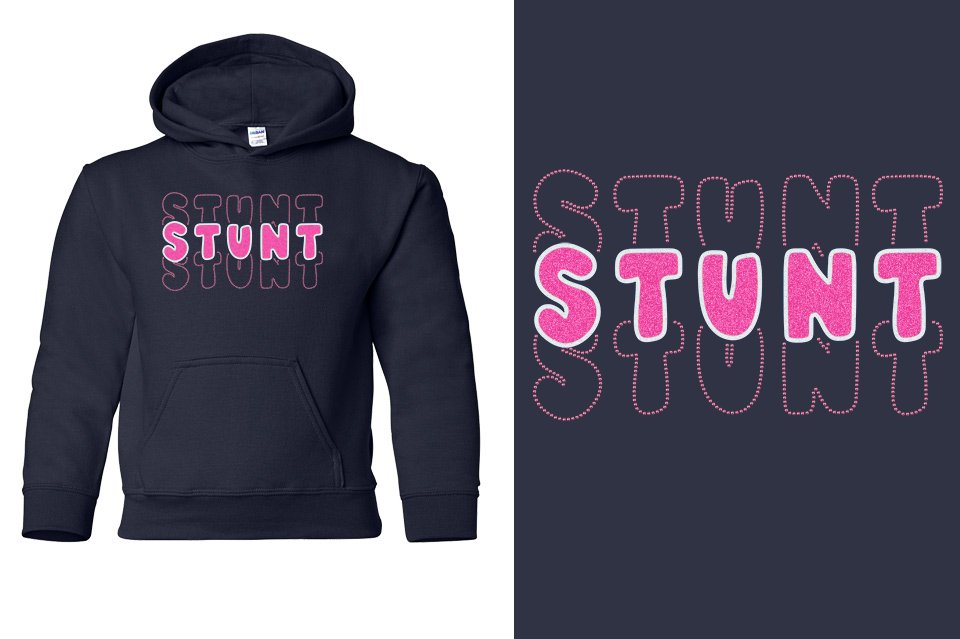 STUNT 3 lines glitter rhinestones Youth Pullover Hoodie