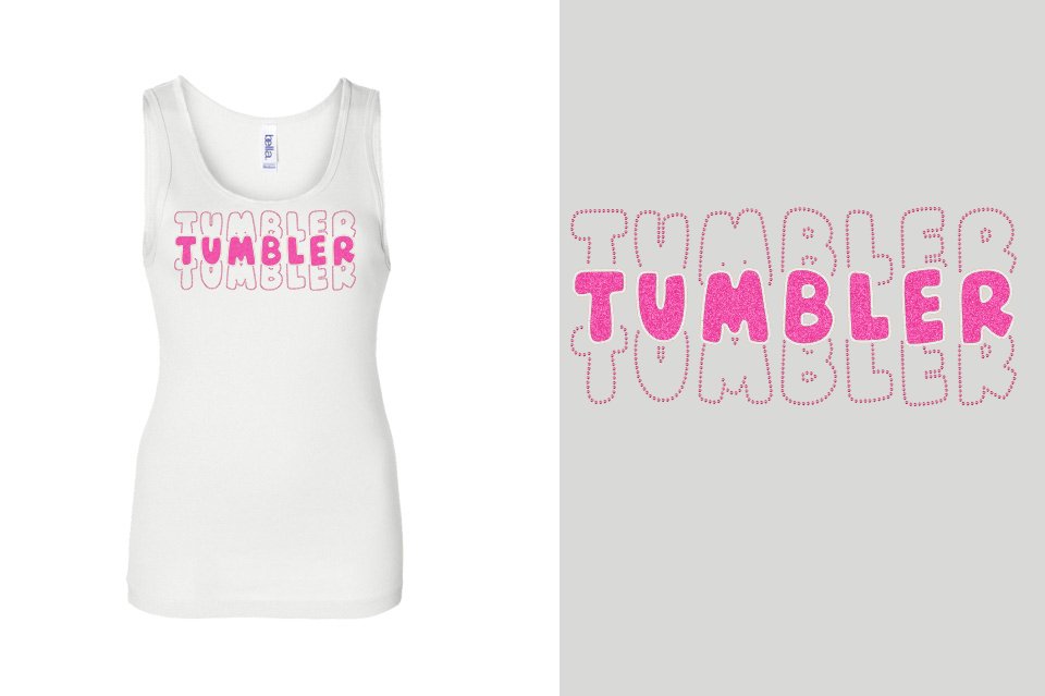TUMBLER 3 lines glitter rhinestones Youth Tank