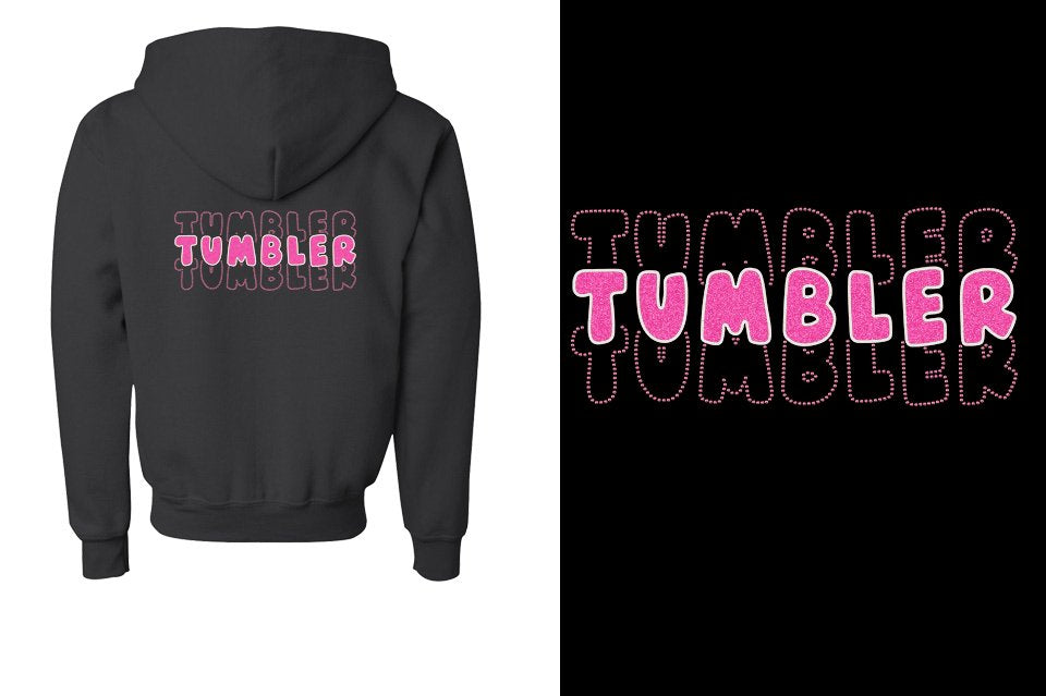 TUMBLER 3 lines glitter rhinestones Youth Unisex Zip Hoodie