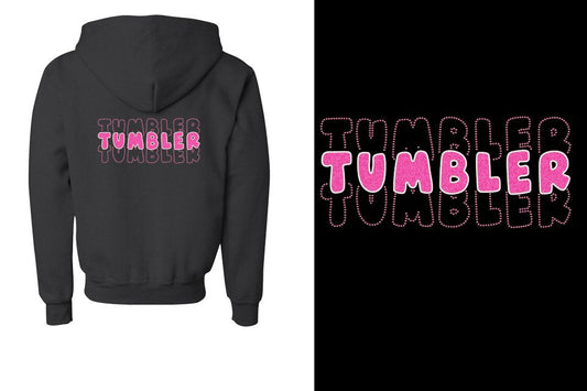 TUMBLER 3 lines glitter rhinestones Youth Unisex Zip Hoodie
