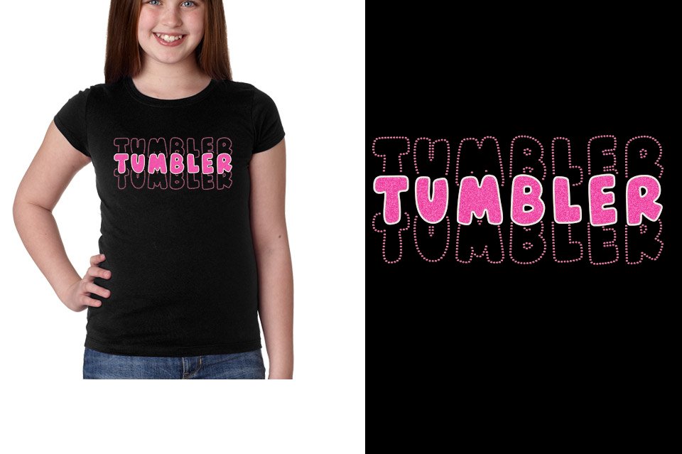TUMBLER 3 lines glitter rhinestones Girls' Princess T-Shirt