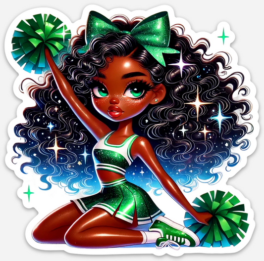 Cheerleader Green 5 Sticker