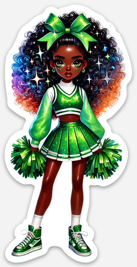 Cheerleader Green 7 Sticker